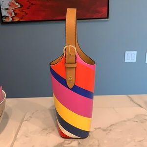 Tory Burch wine tote.  Brand new. Multi colored  leather. Signature lining